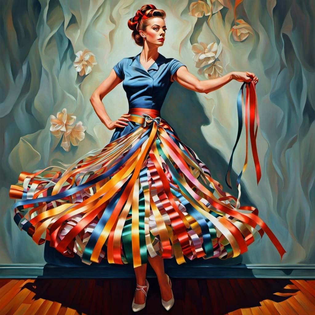 Ribbon dress woman