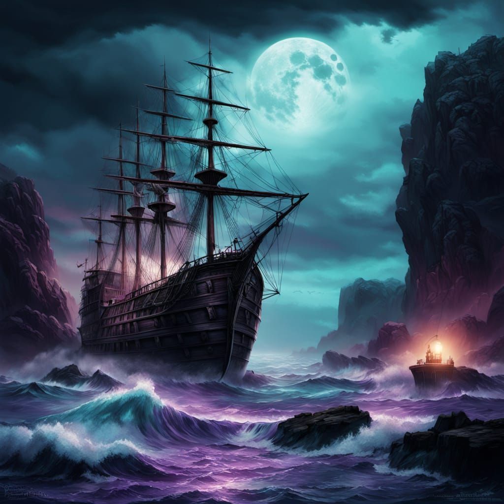 Foreboding Pirate Islet with Glowing Compass