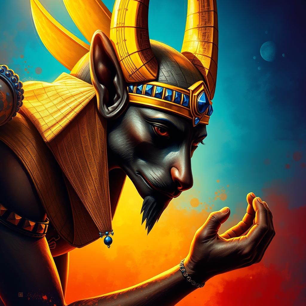 Hyperrealistic Anubis Weighs a Soul