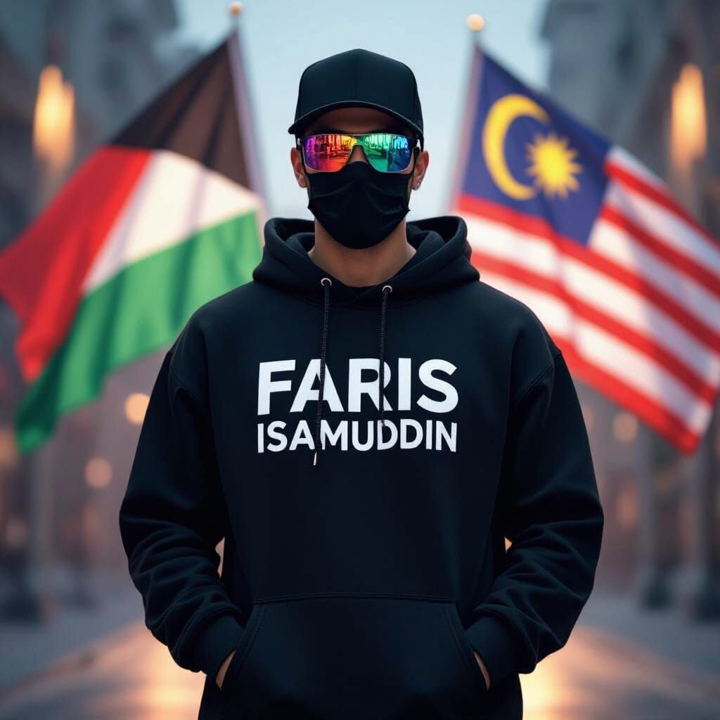 Mysterious Man in Hoodie with Reflective Sunglasses