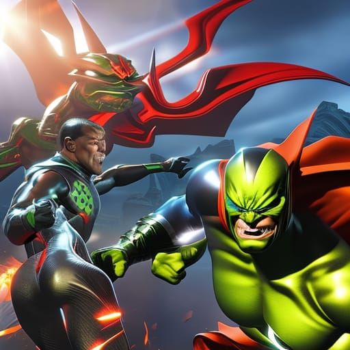 DC Comic Book Hero Team Battles Alien Monsters