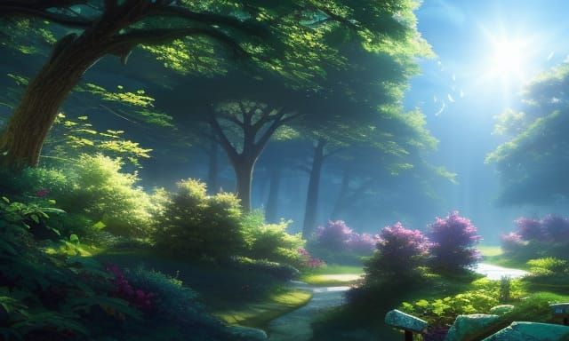 Mystical Anime Landscape with Intricate Details