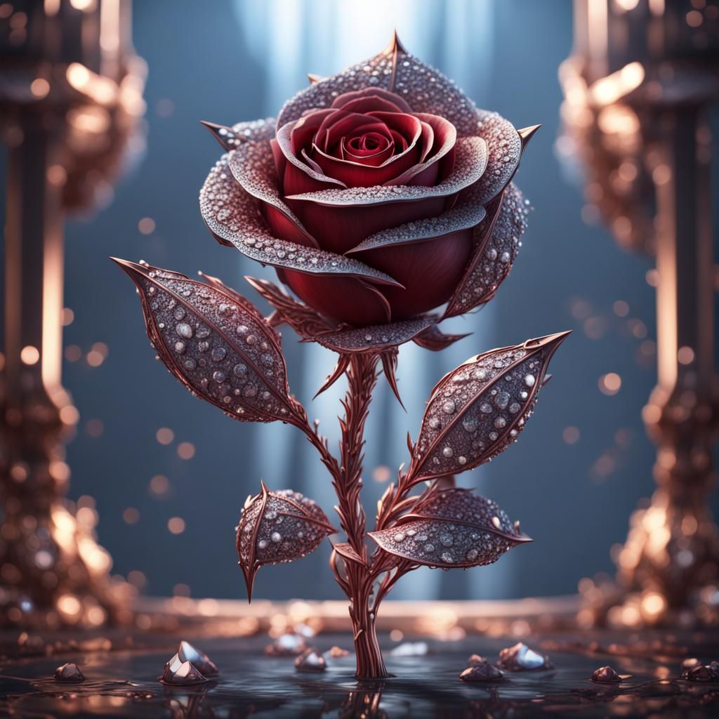 Diamond Encrusted Rose: Detailed Matte Painting