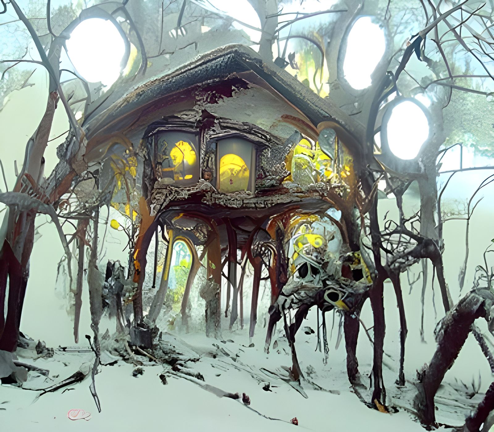 Vampire House in Woods: Hyperdetailed Horror Landscape