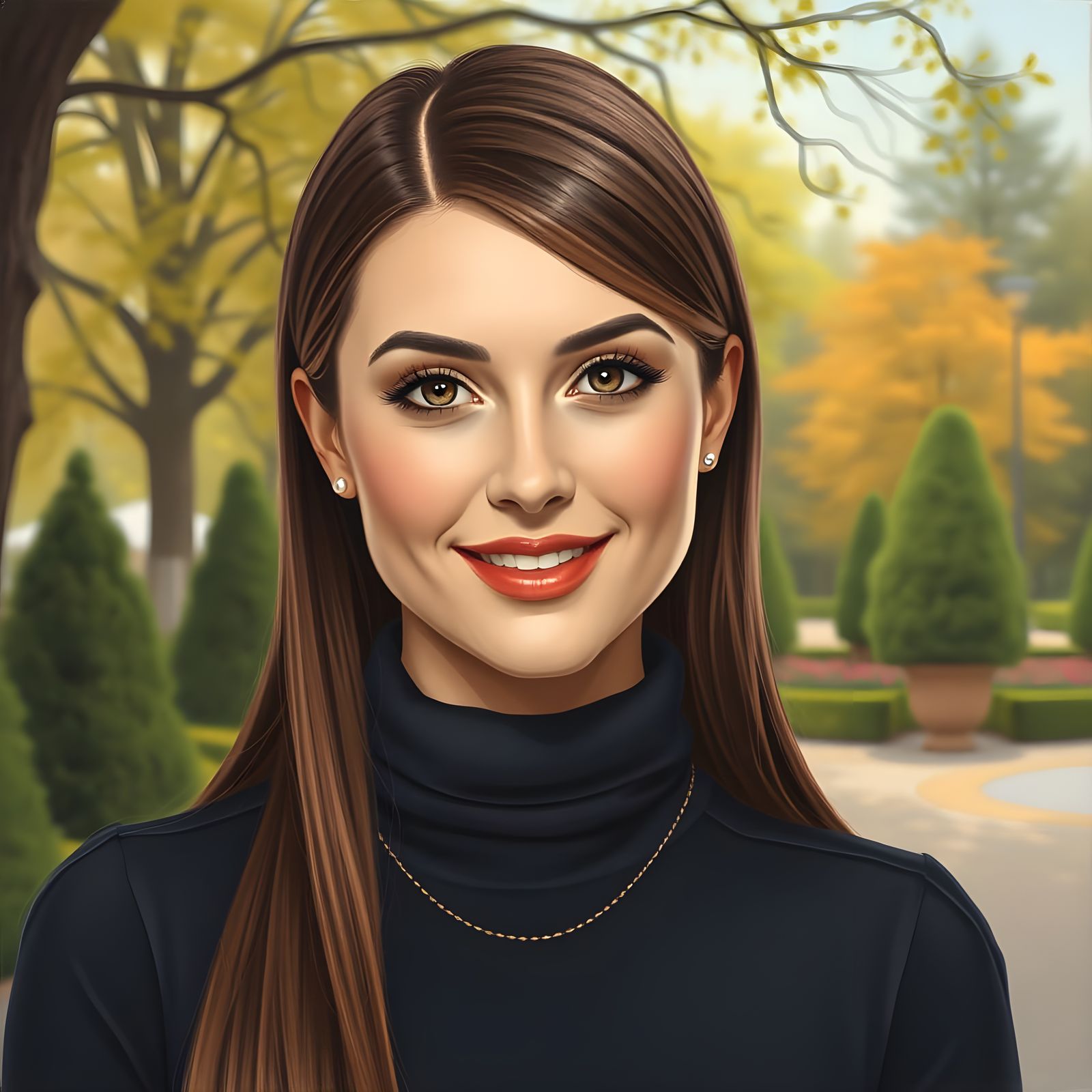 Elegant German Woman Portrait in Minimalist Painting Style