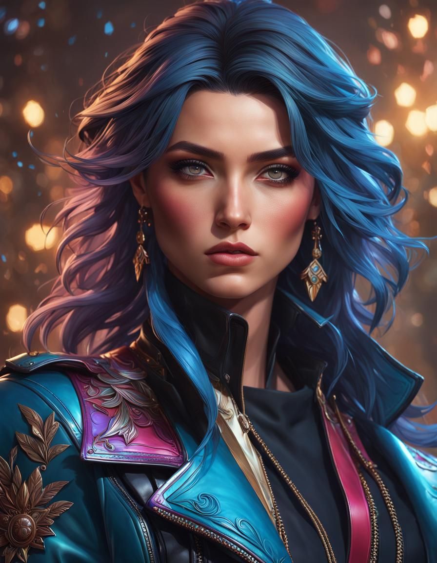 Sonata Dusk in Leather Jacket: Hyperdetailed Portrait