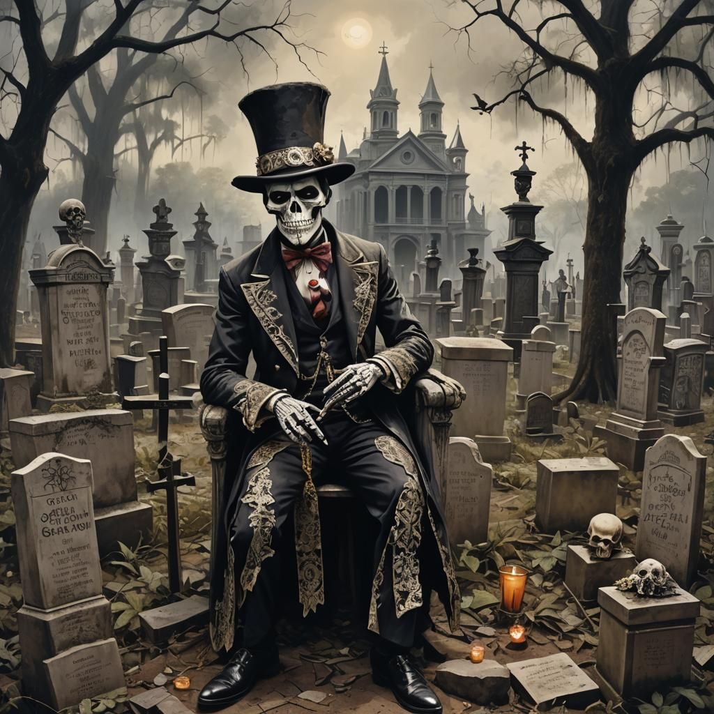 New Orleans Graveyard: Baron Samedi in Dark Fantasy Style