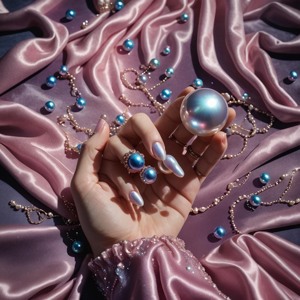 Luminous Pearl Display in Dreamlike Concept Art