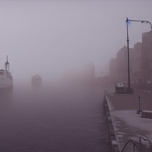 Desolate 1930s Harbor City in Heavy Snowfall