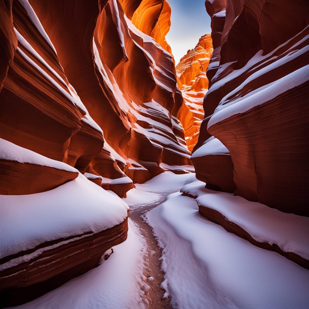 Winter Mountains Landscape in Antelope Canyon