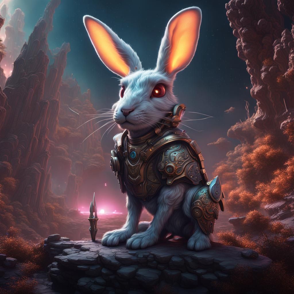 Fantastical Space Bunny in Detailed Matte Painting