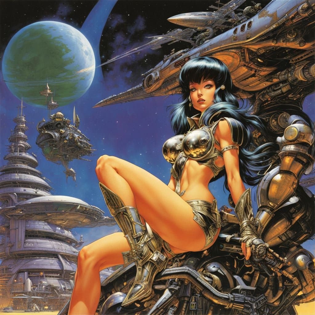 Neon Dreams of an Alien World in Retro Sci-Fi Style