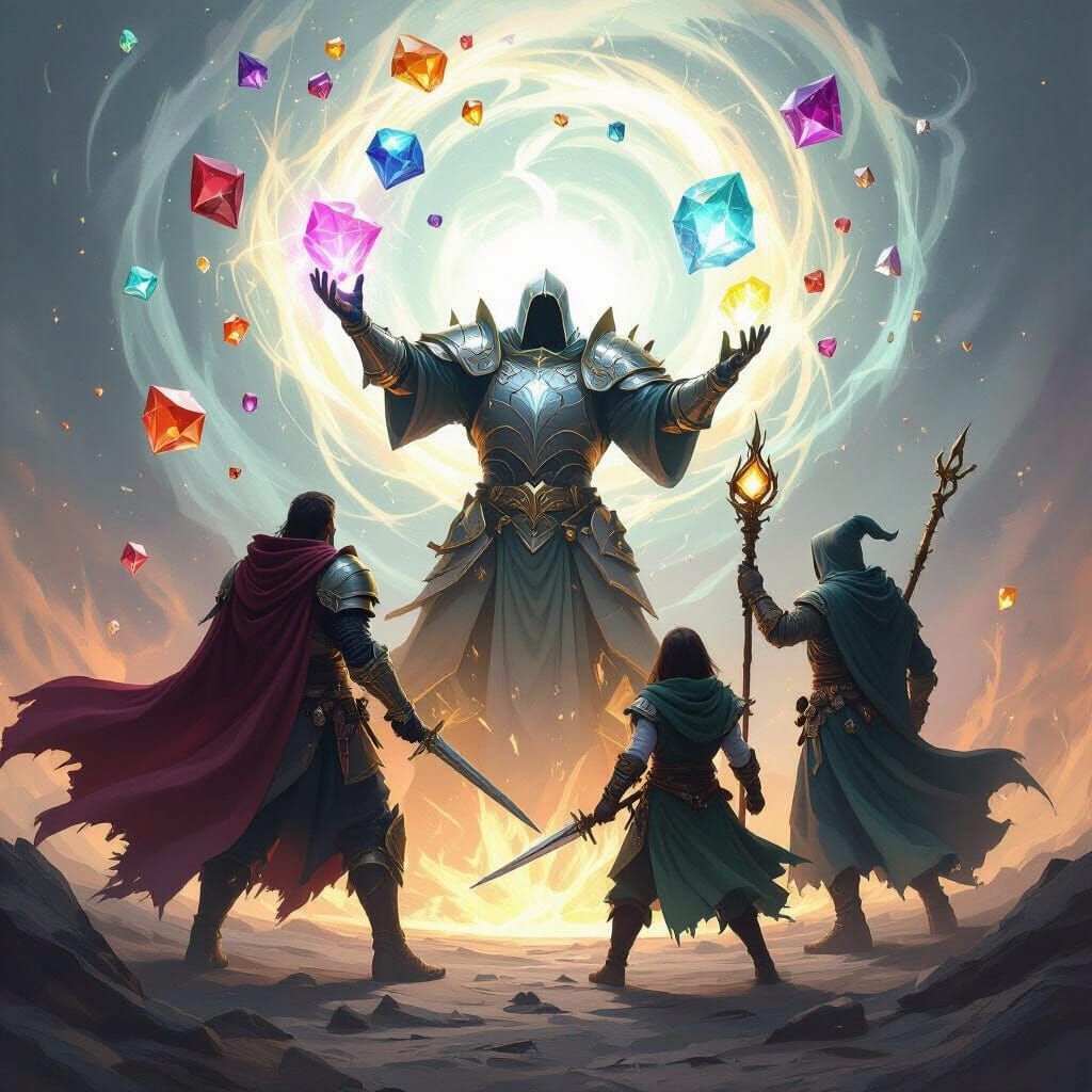 Heroes Unite Against Sorcerer's Gemstone Power