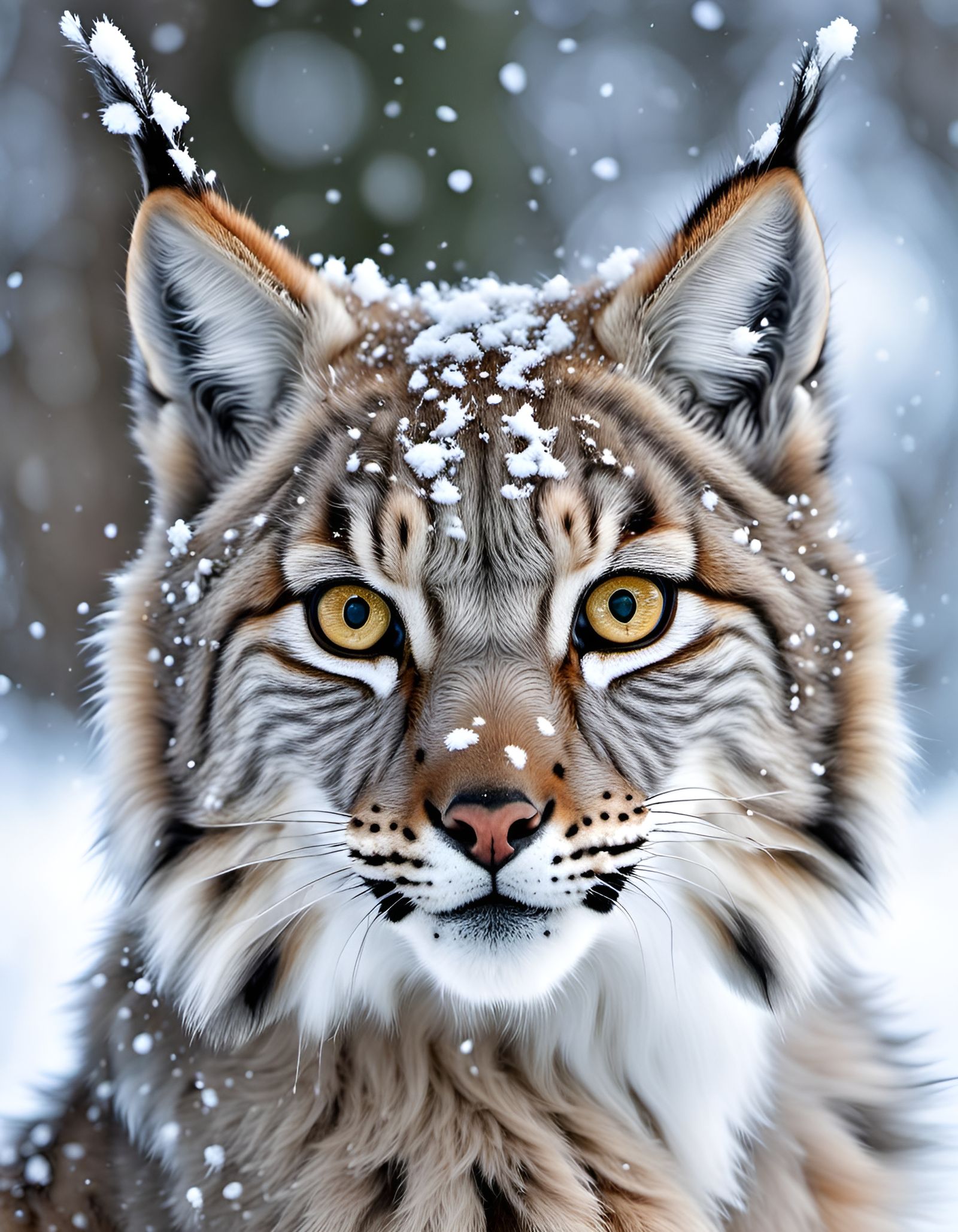Adorable Lynx Cub in Snowstorm: Photorealistic Wildlife