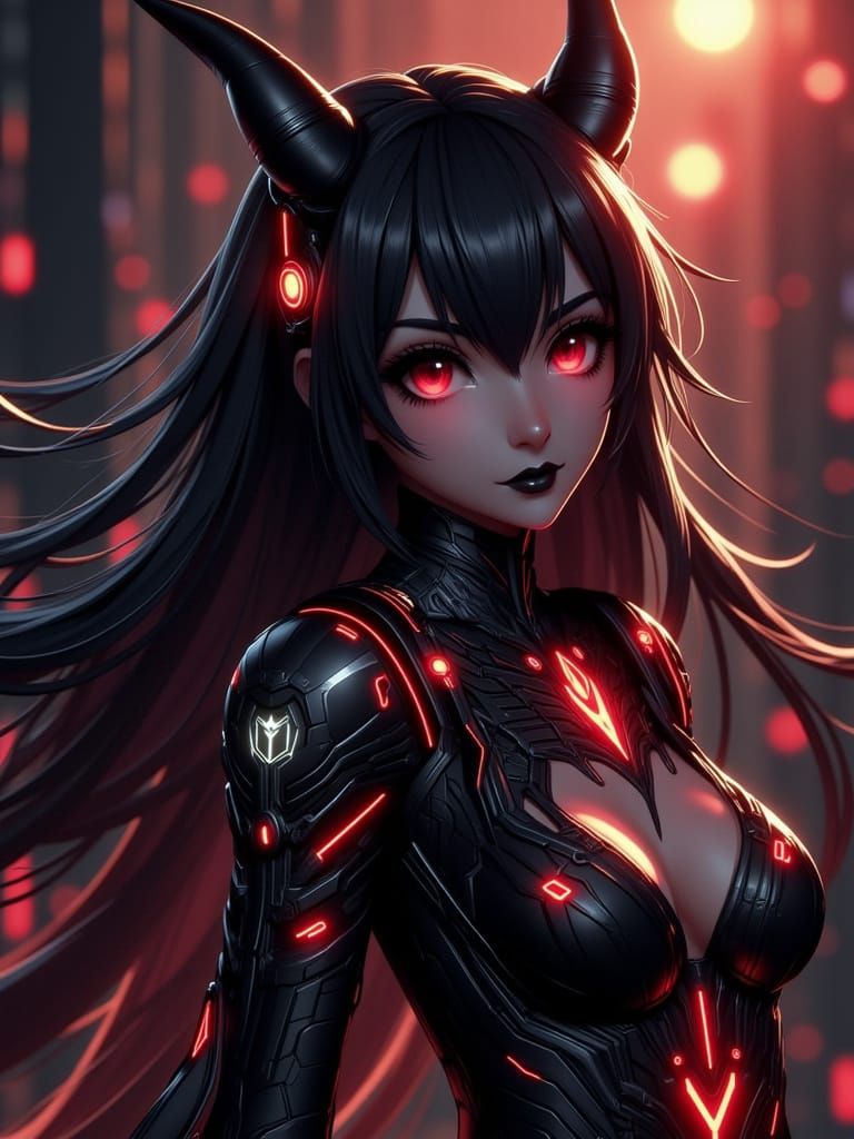 Medieval Fantasy Horror themed animated scene, featuring a dark evil and otherworldly demoness from folklore and mytholo...