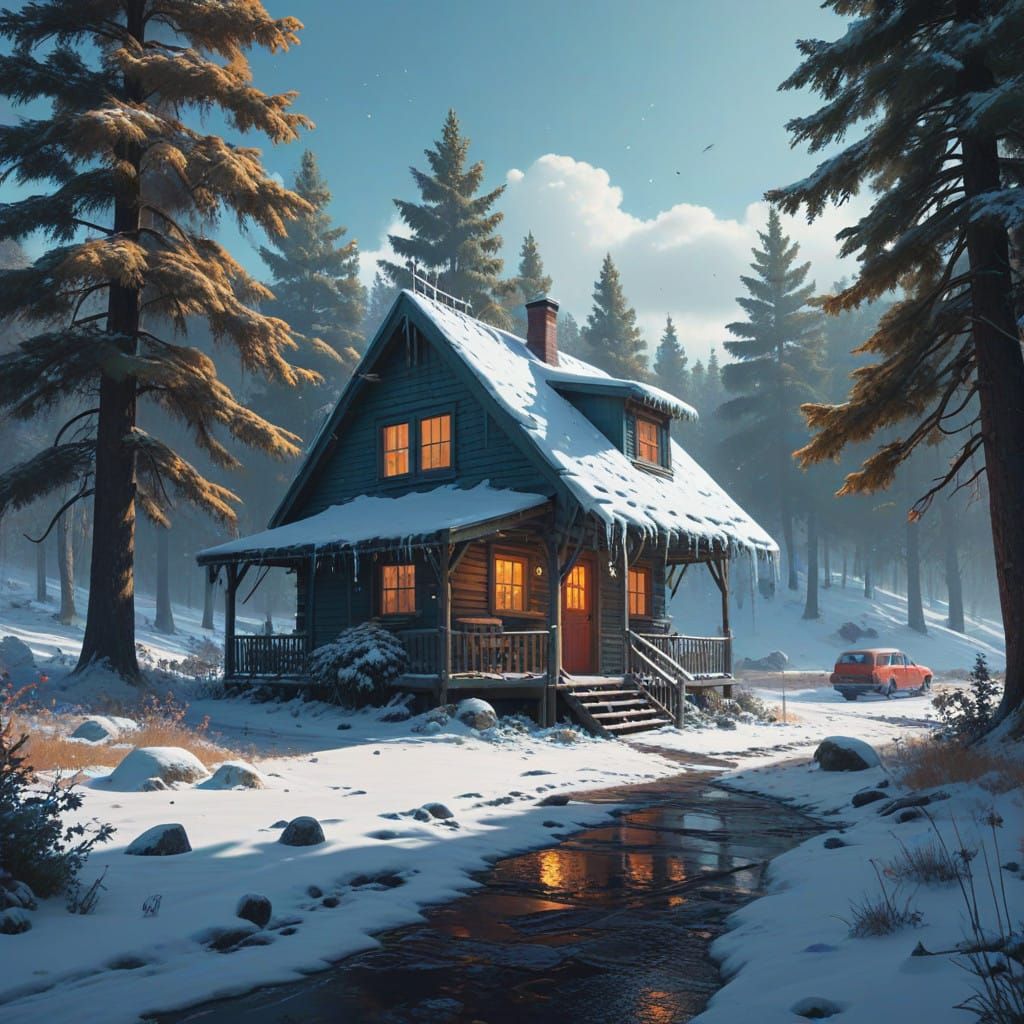 Whimsical Winter Wonderland in a Fairy Tale Setting