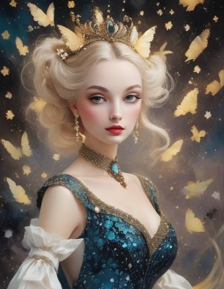 Ethereal Ballerina in Regal Blue Ensemble