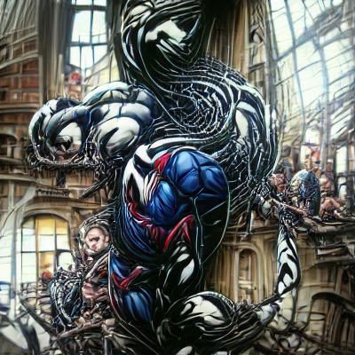 Spider-Man, Venom, and Captain America Comic Art