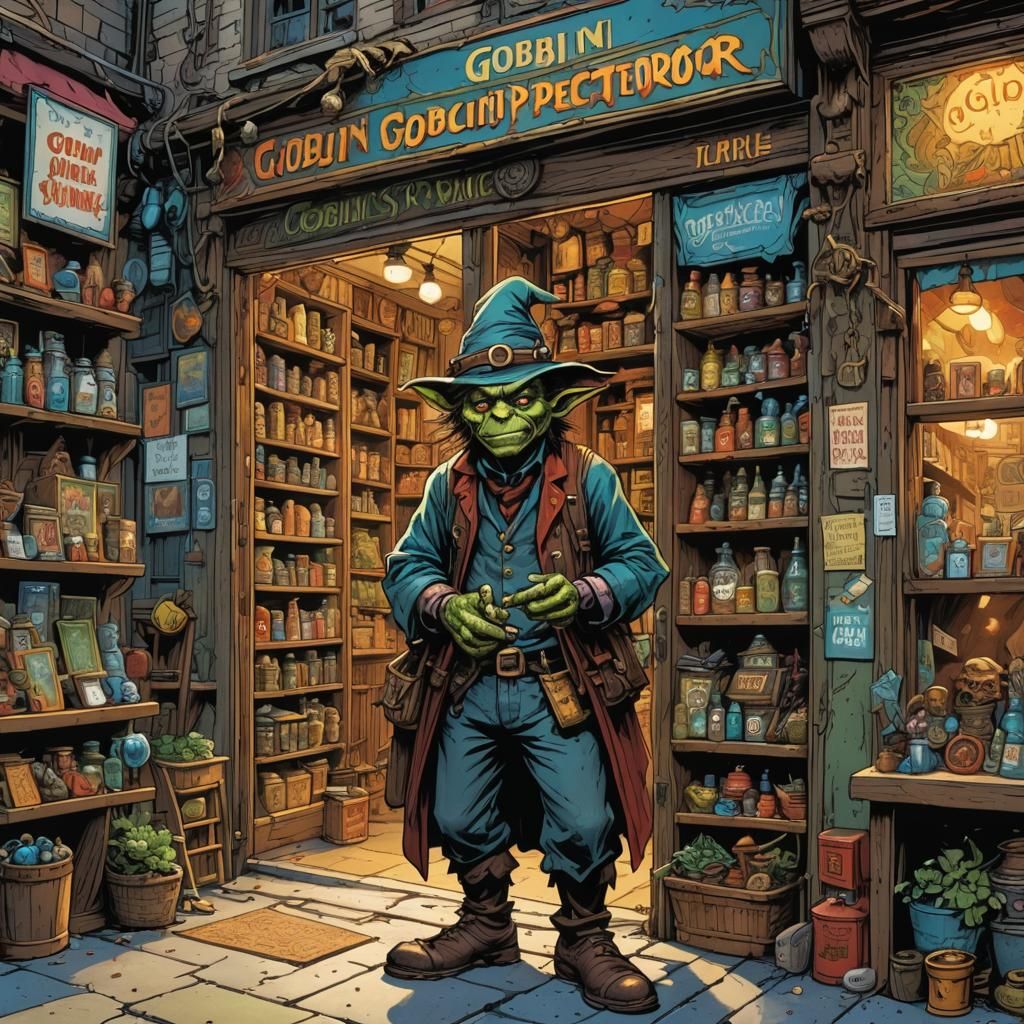 Goblin Shopfront in Comic Book Style