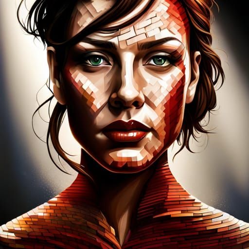 Brick Mosaic: A Graffiti Art Portrait