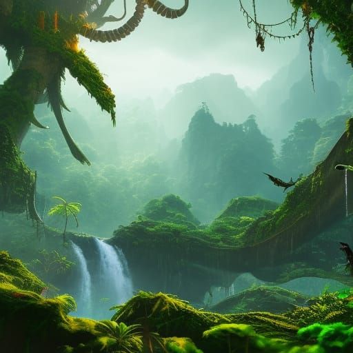 Jungle Awakens: Detailed Matte Painting in 8K