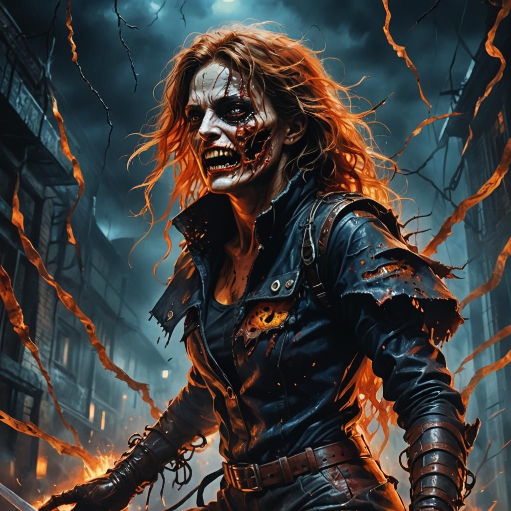 Nightmarish Dreamscape: Undead Woman in Dark Fantasy Art