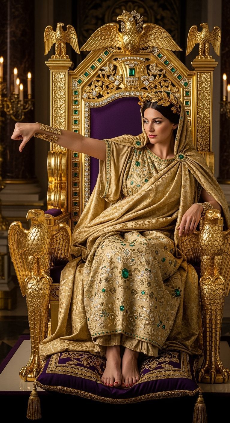 Roman Empress on Gold Throne in Grand Throne Room