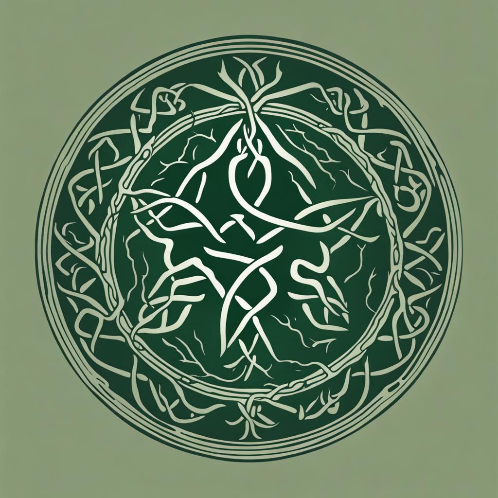 Minimalist Dark Green Rune of Intertwined Roots
