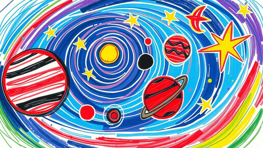 Child's Crayon Doodle of the Solar System