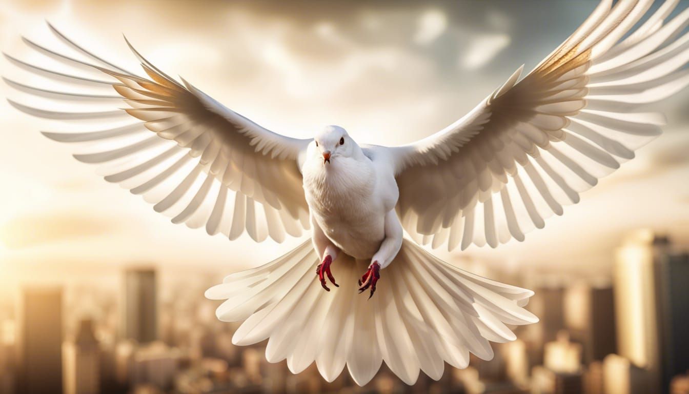 Dove with Gold Wings Holding Earth in Heaven