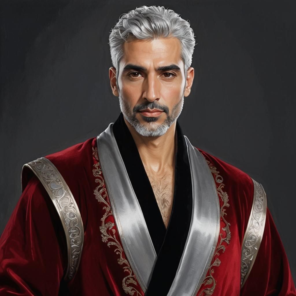 Elegant Man in Velvet Robe, Art Nouveau Style