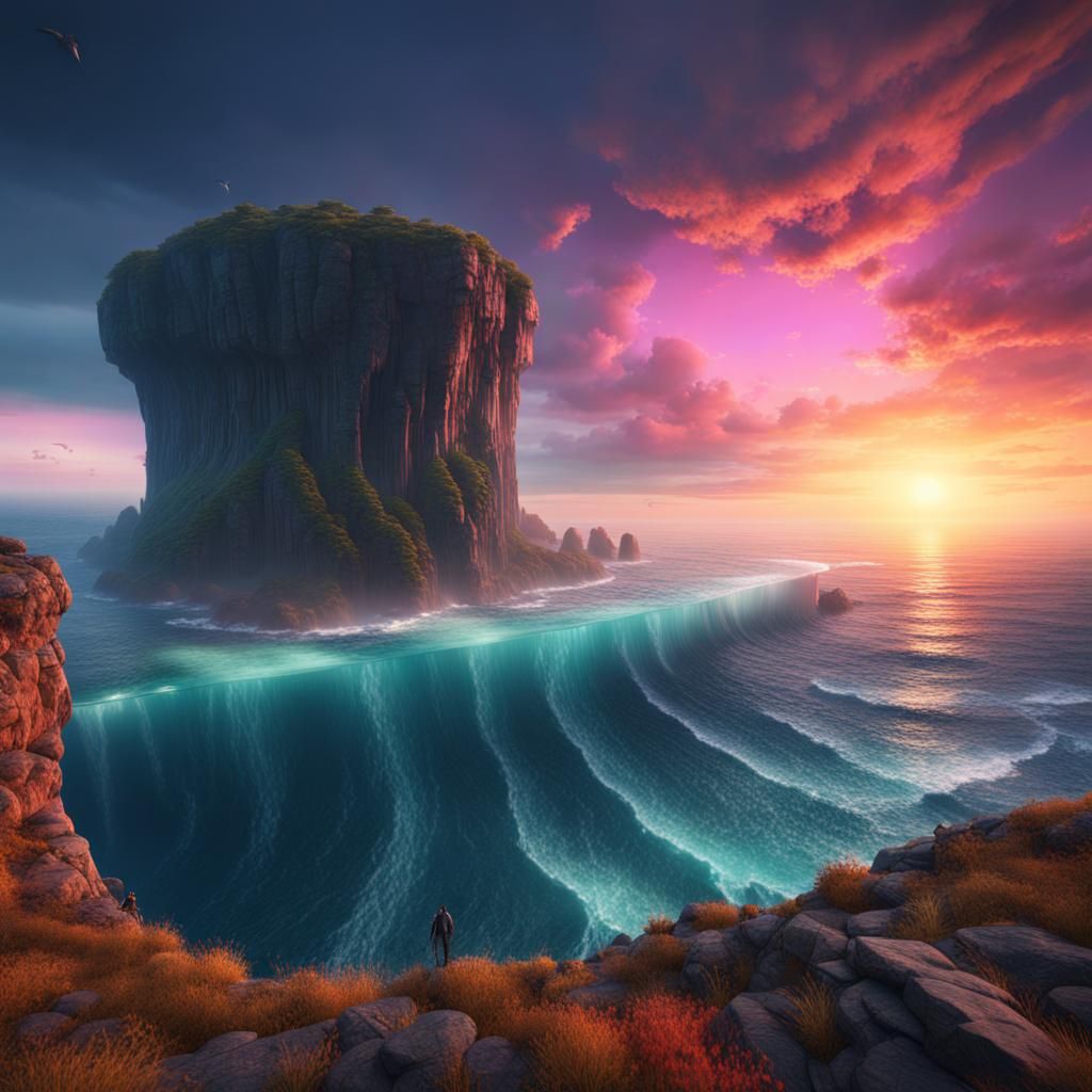 Alien Ocean View in Colorful Fantasy Concept Art