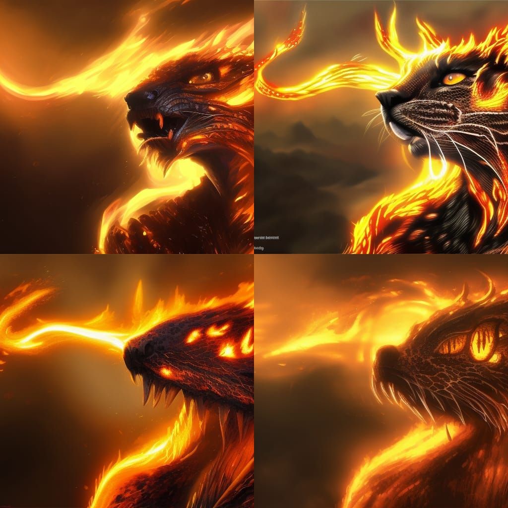 Fiery Cheetah: Detailed Dark Fantasy Concept Art