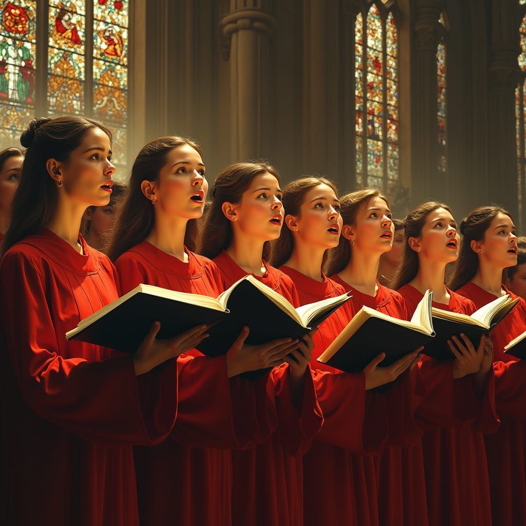 Harmonious Choir in Cathedral, Art Nouveau Style