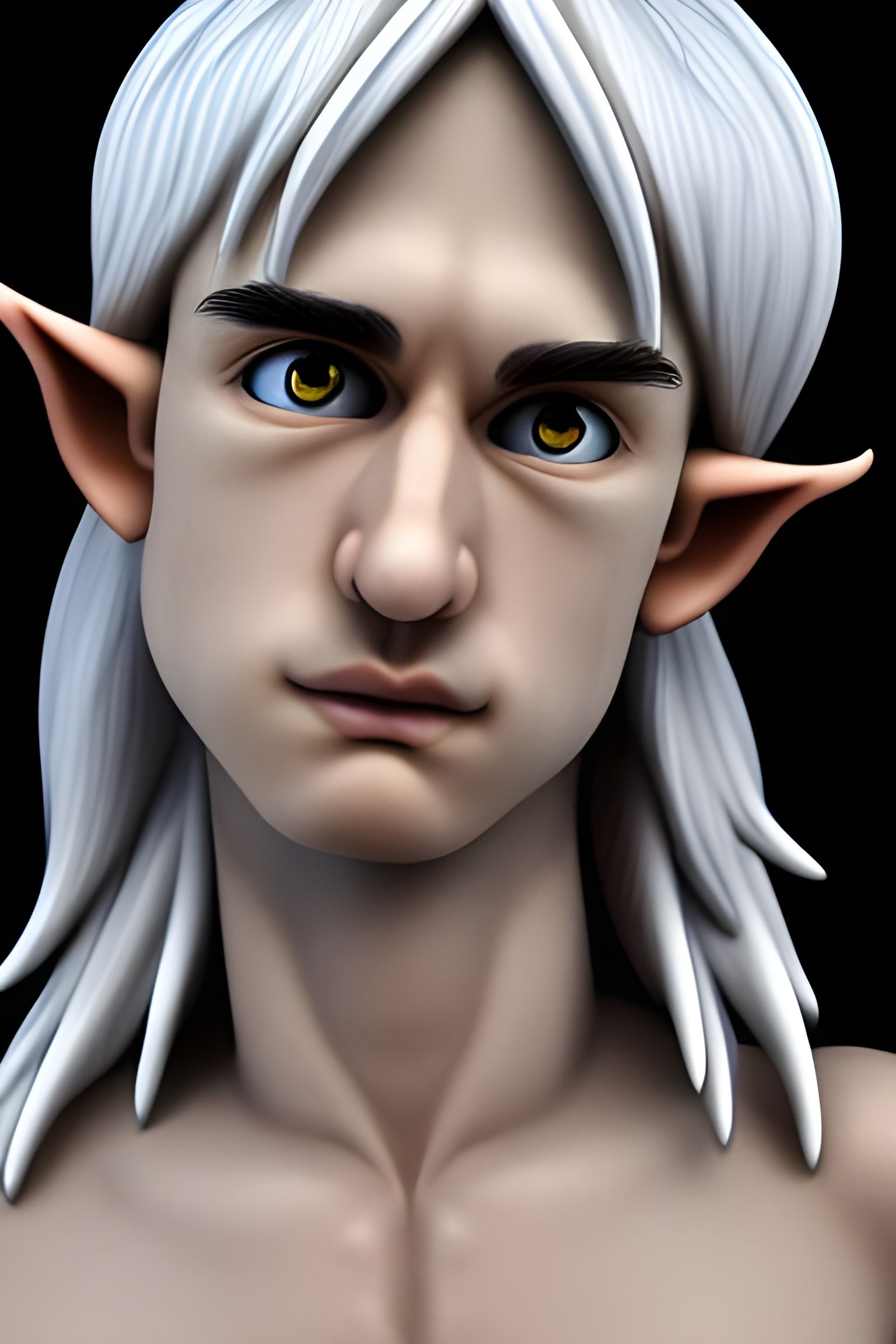 Photorealistic Elf Boy with Silver Hair