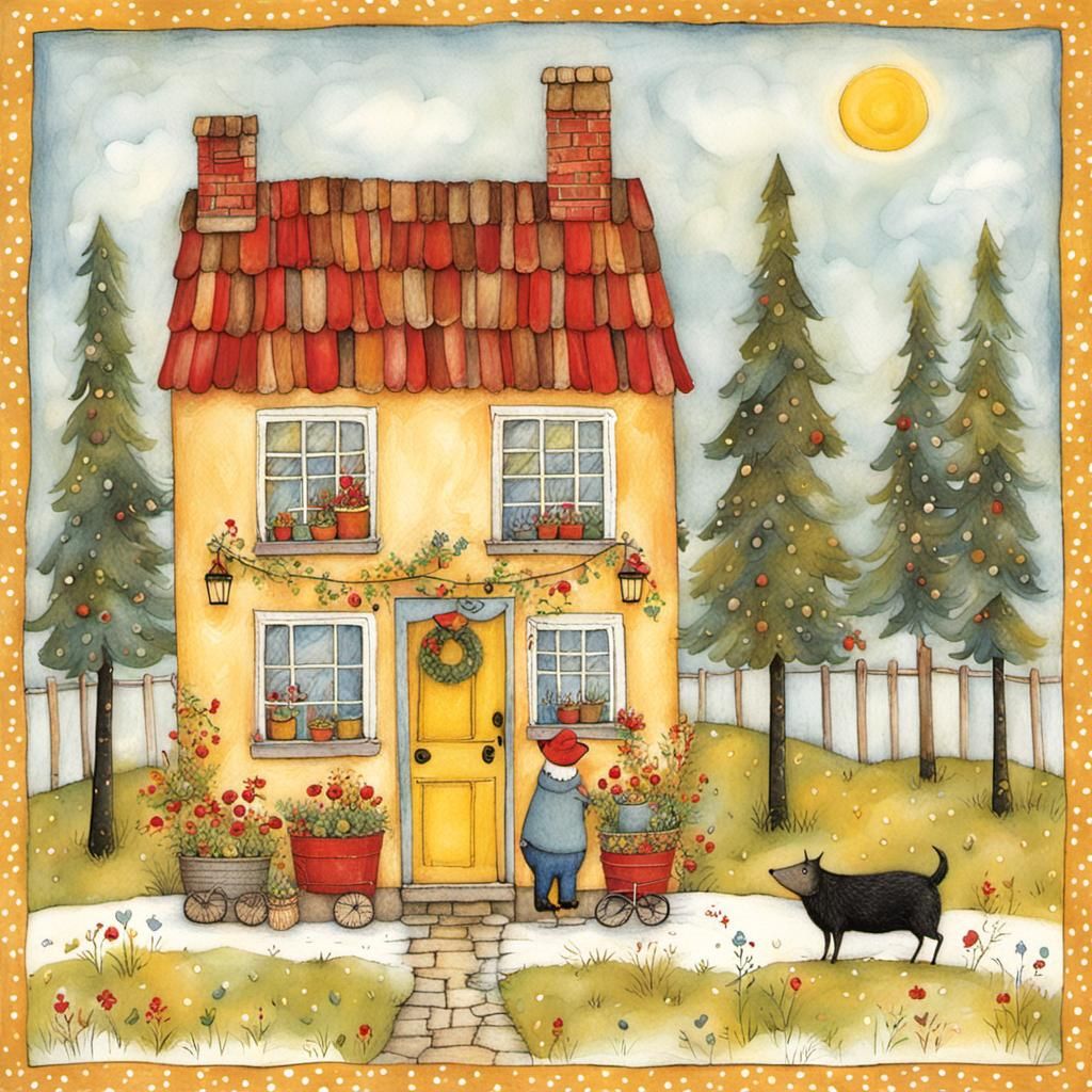 Whimsical Cozy Home Interior Illustration