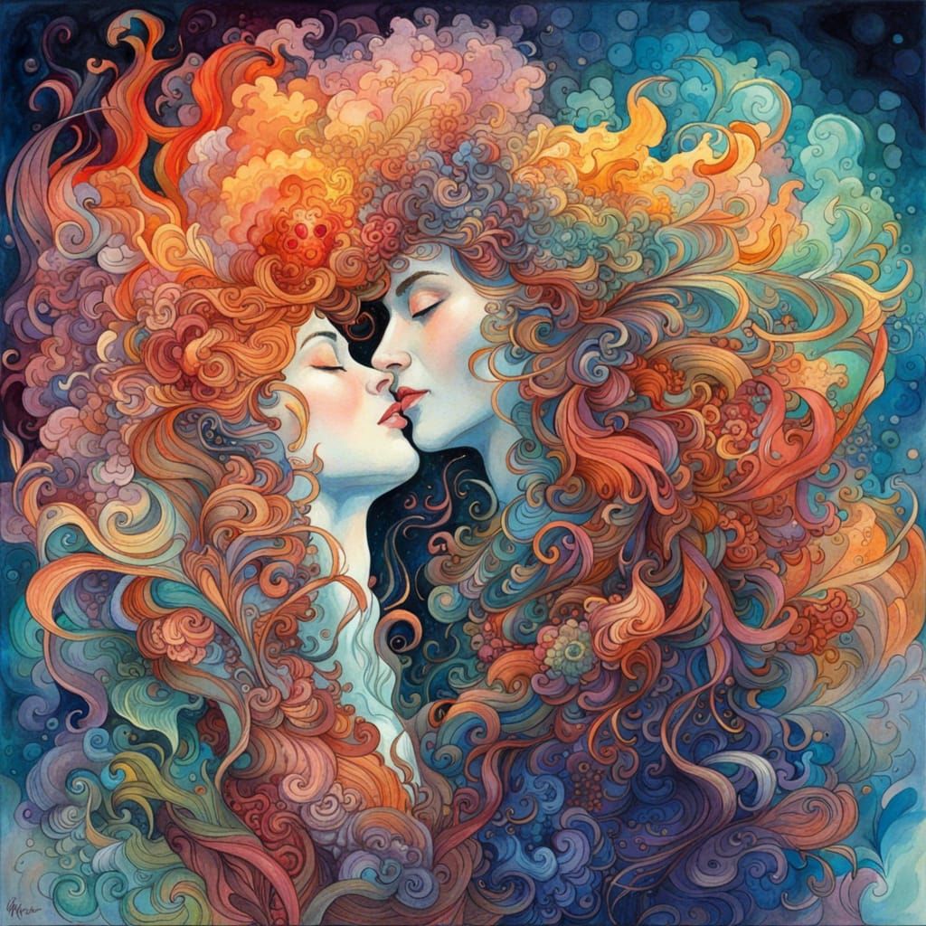 Fantastical Gouache Painting with Intricate Details