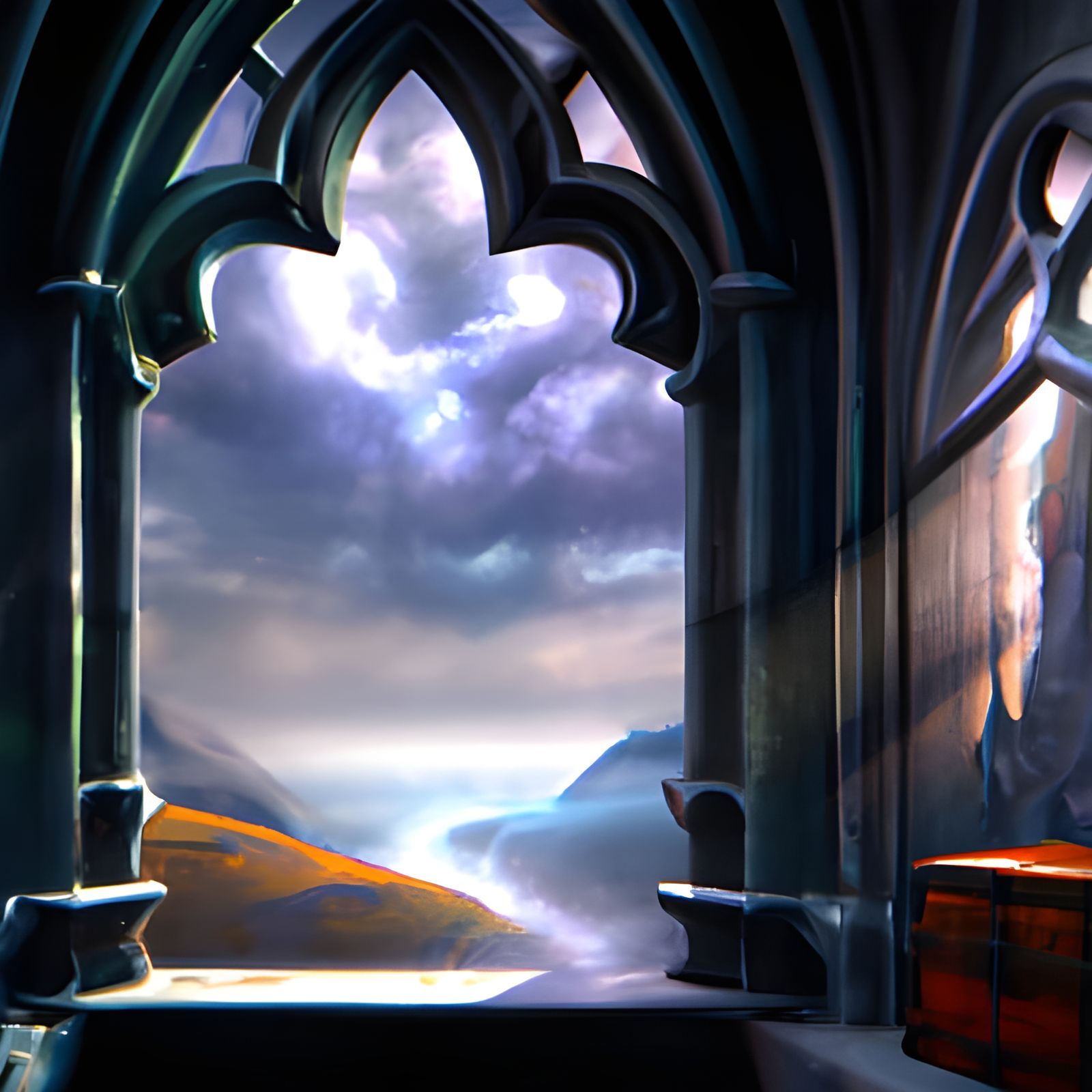 Heavenly View Through Majestic Window