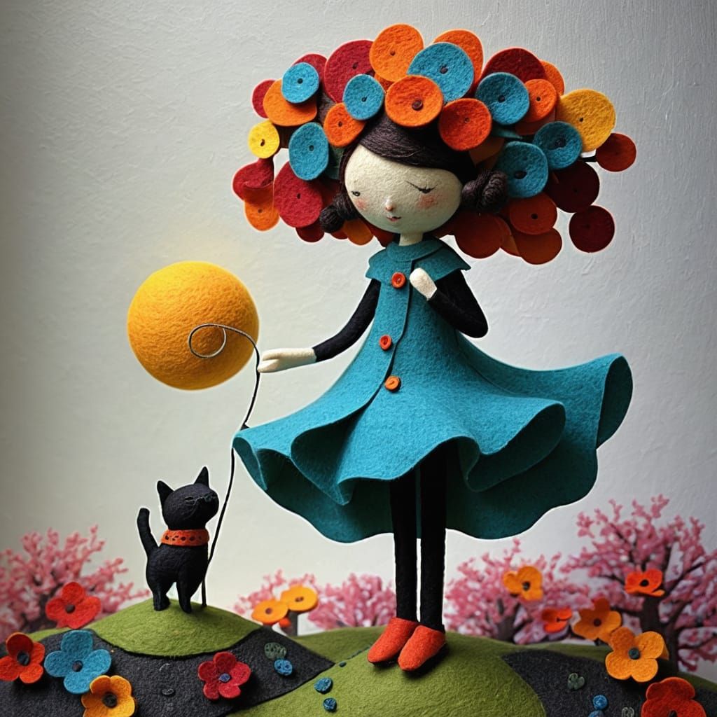 Textured 3D Felt Sculpture Art
