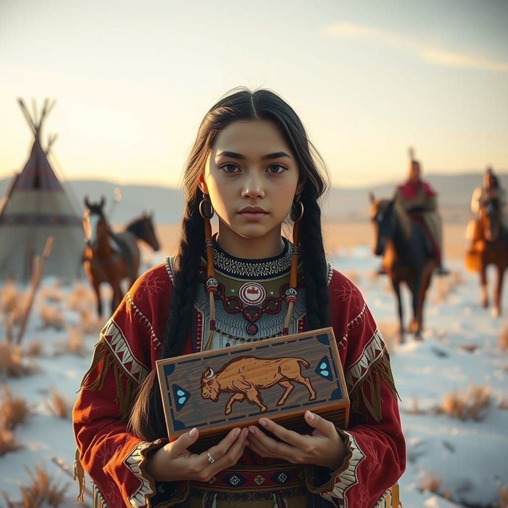 Nez-Perce Teenager in Serene Teepee Village