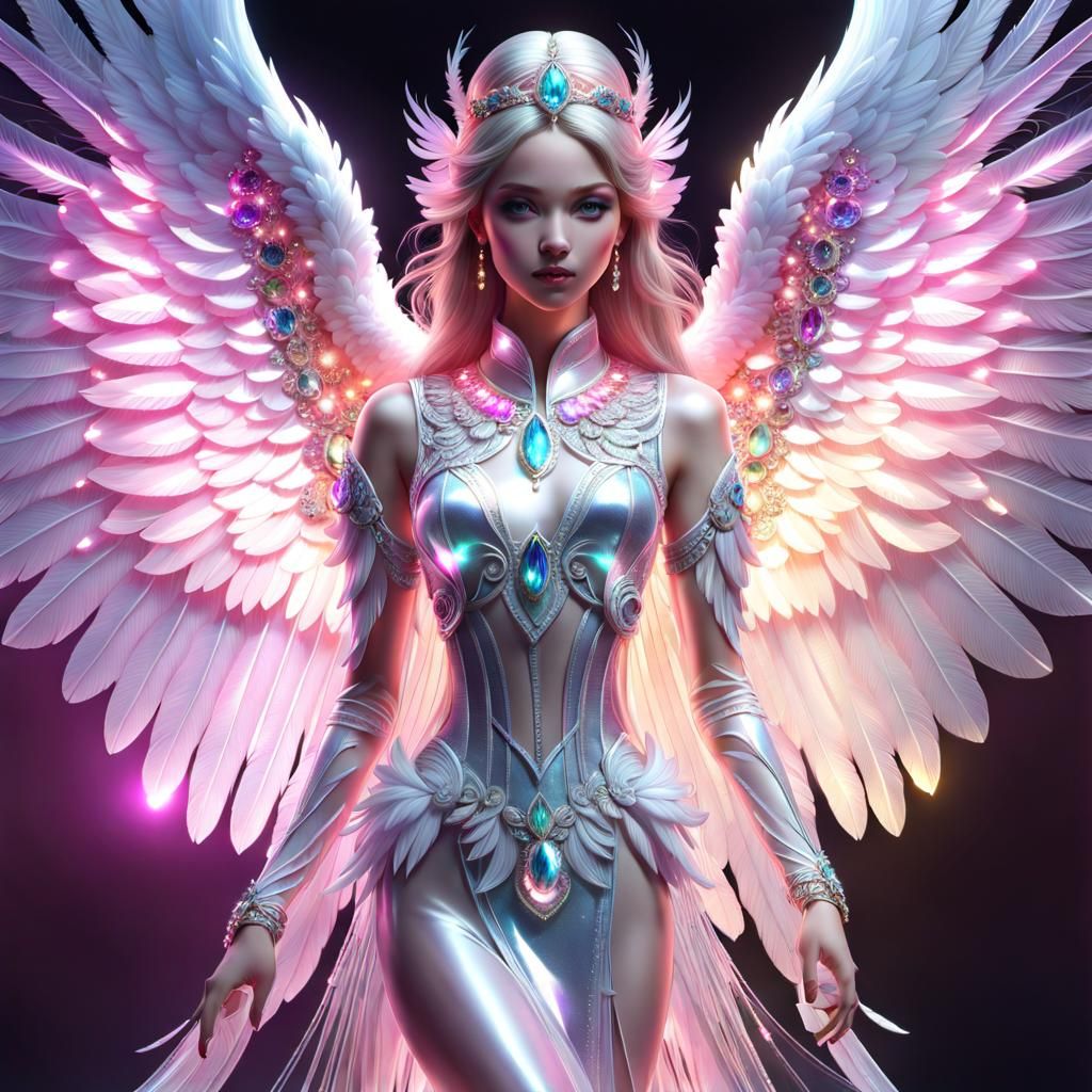 Luminous Translucent Angel with Glittering Light