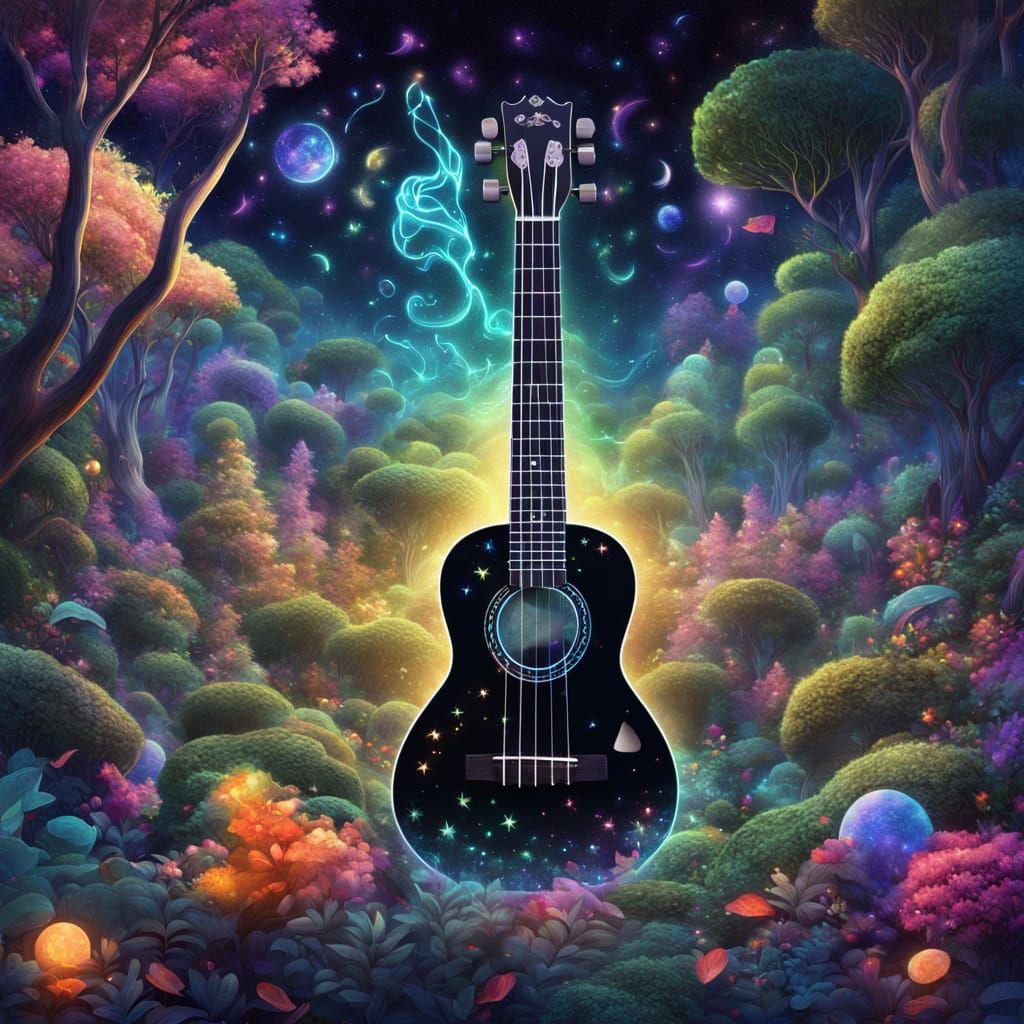 Cosmic Ukulele Shines in Enchanted Forest