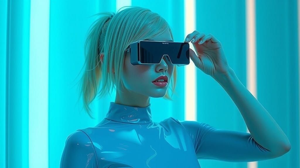 Cyber Beauty in Iridescent Vinyl Attire