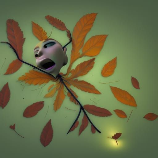 Leaf Human Decay: Pixar-Style 3D Digital Art