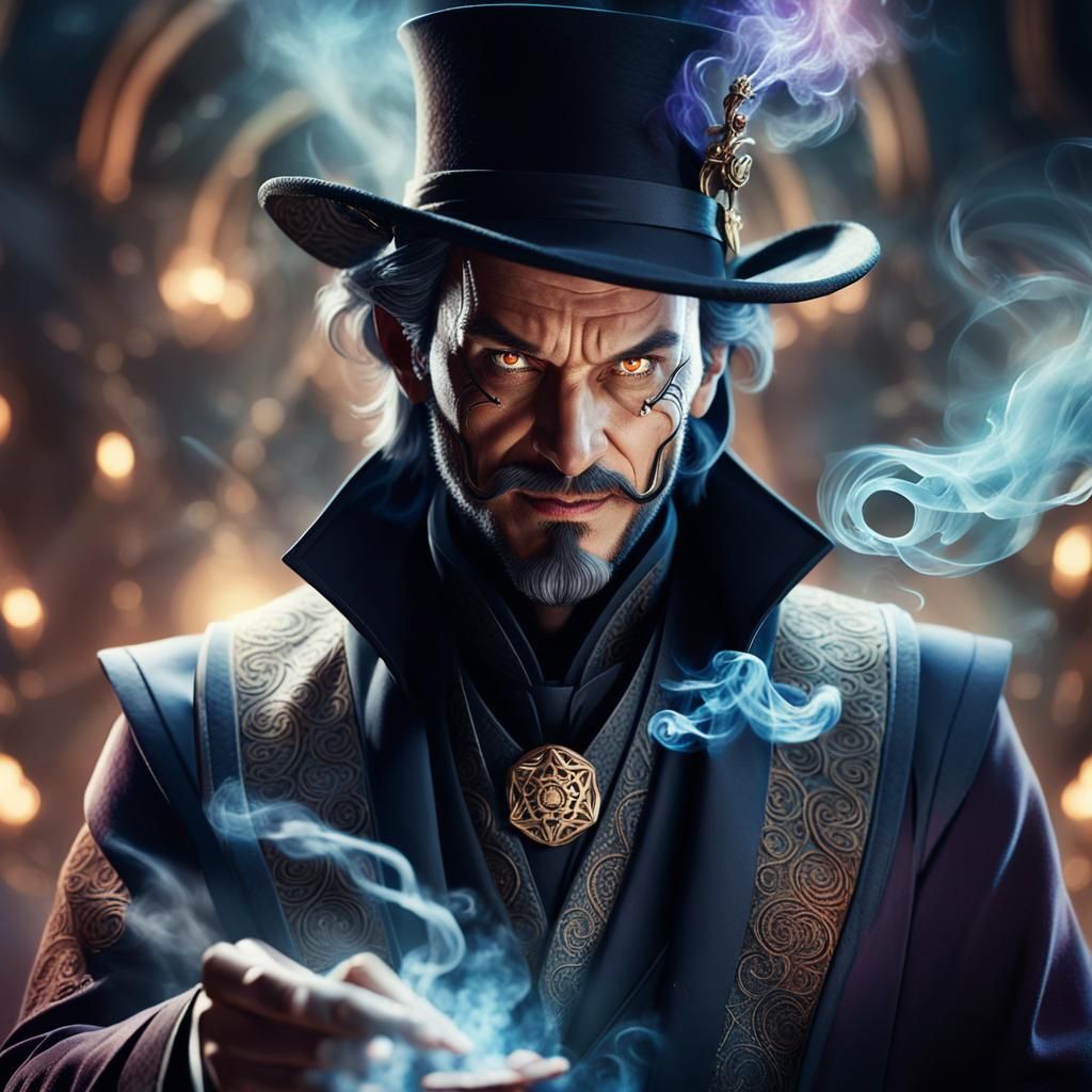 Menacing Magician Portrait in Dark Fantasy Style