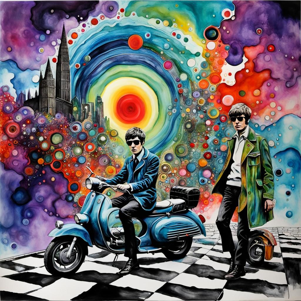 Psychedelic Mod Album Cover Art in Alcohol Inks