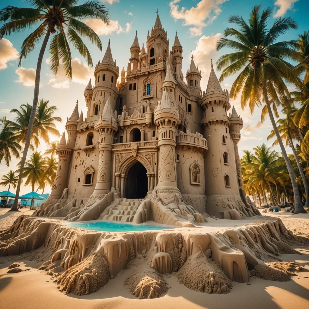 Exotic Caribbean Beach Sand Castle in Baroque Style