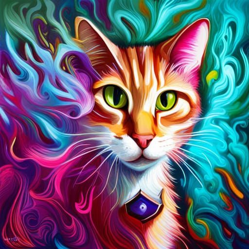 Gasping Cat in Graffiti Splash Art