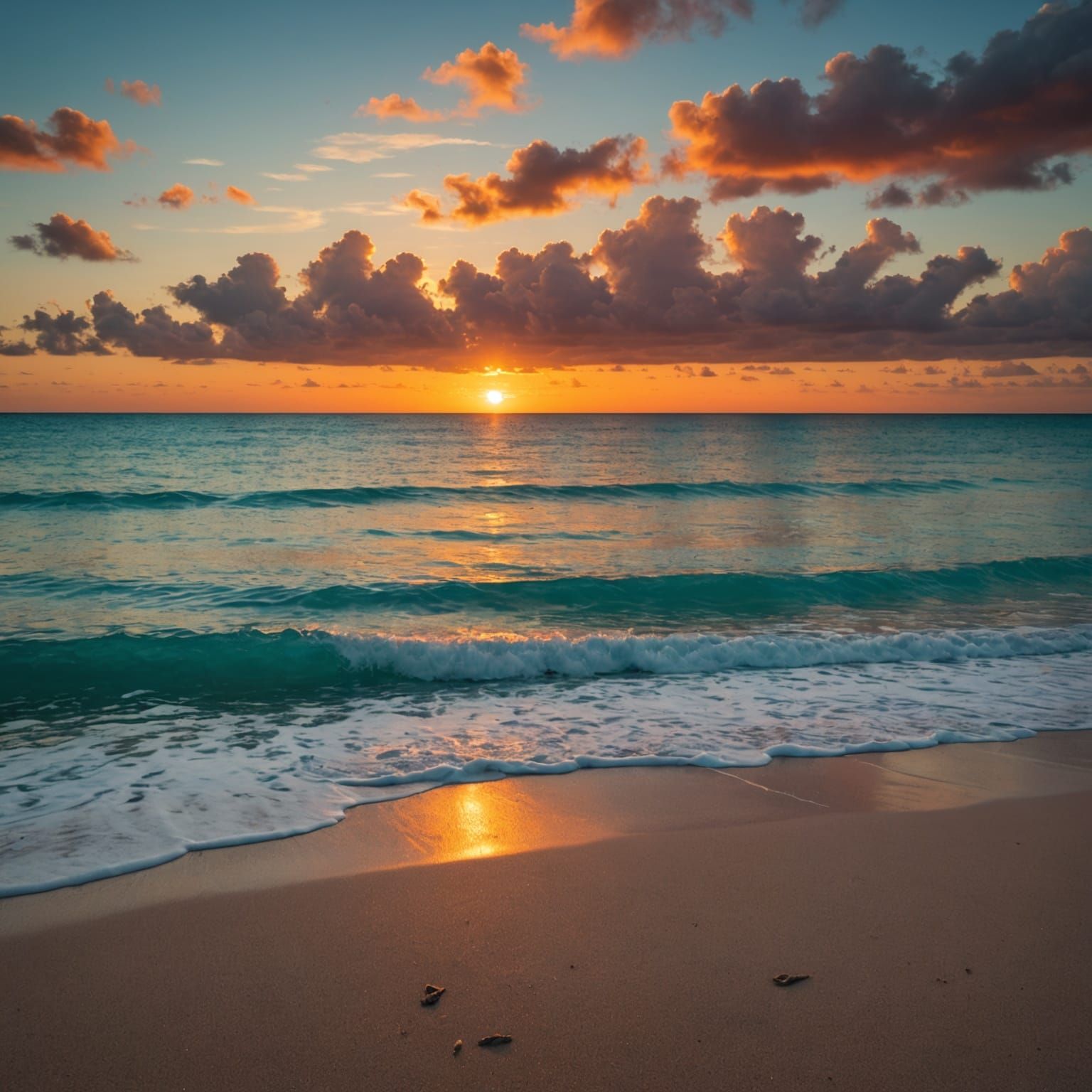West Indies Sunset over Calm Turquoise Waters