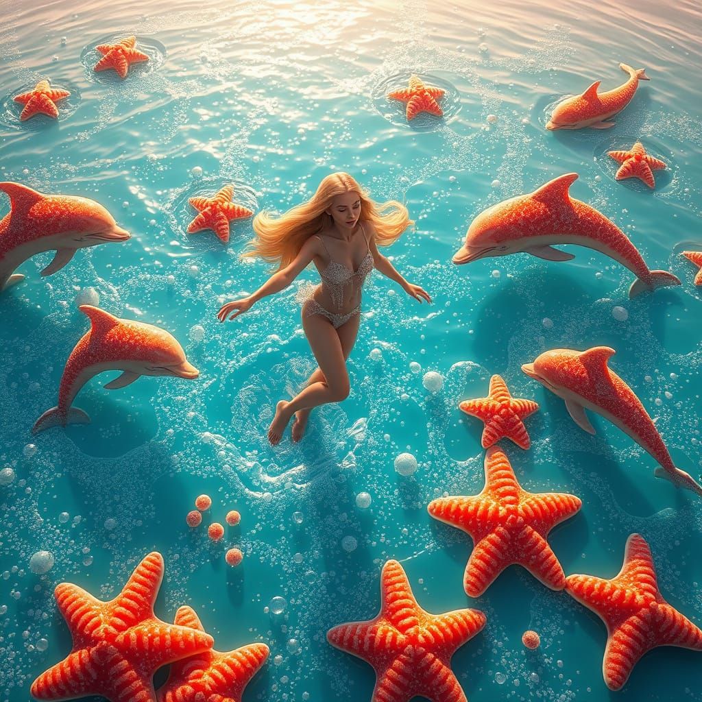 Candy Sea Dreamscape in Vibrant 3D Animation Style